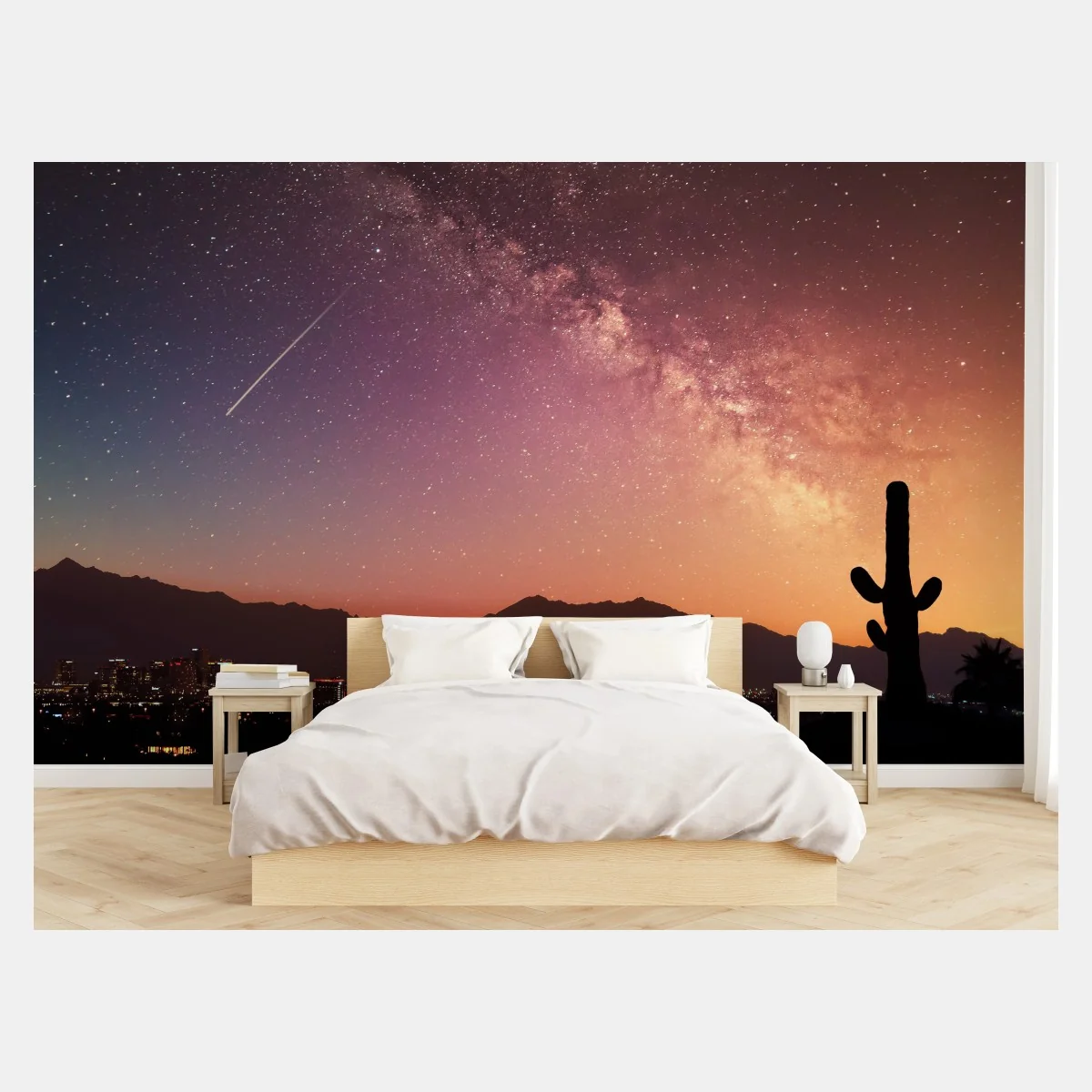 Papier peint paysage nocturne étoilé avec cactus – Wallnifity® Papier peint paysage nocturne étoilé avec cactus – Wallnifity®