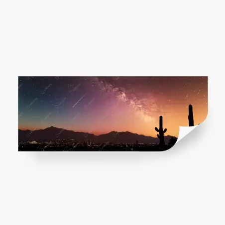 Papier peint paysage nocturne étoilé avec cactus – Wallnifity®