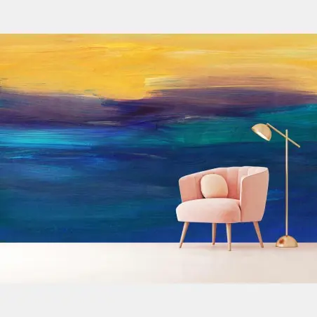 Papier peint coucher de soleil abstrait sur l'océan – Wallnifity®