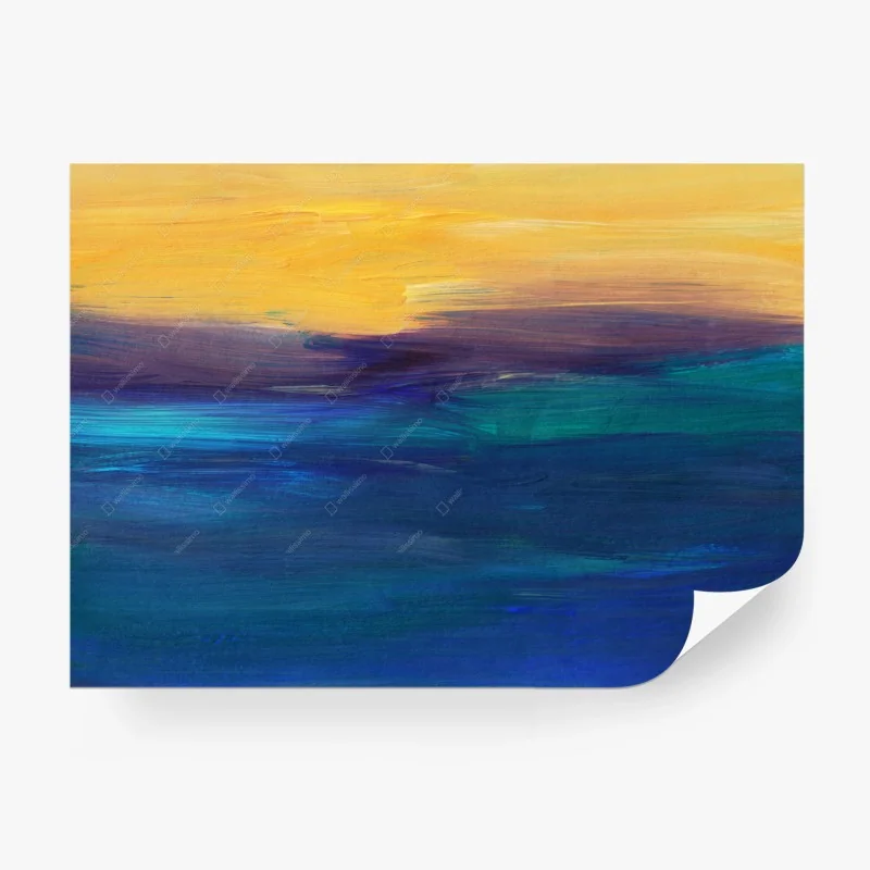 Papier peint coucher de soleil abstrait sur l'océan – Wallnifity®