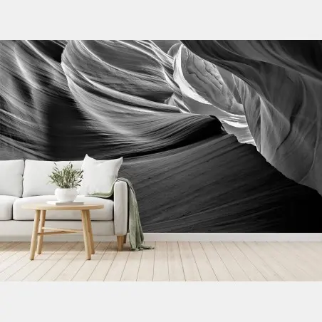 Papier peint formes sculptées du canyon en noir et blanc – Wallnifity®