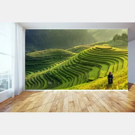 Papier peint paysage de rizières en terrasses de Mu Cang Chai – Wallnifity®