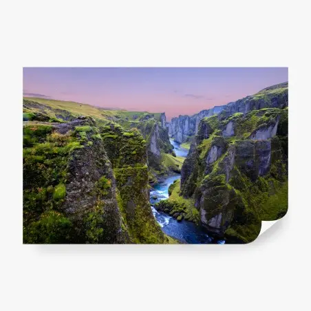 Papier peint Fjadrargljufur au coucher du soleil en Islande – Wallnifity®