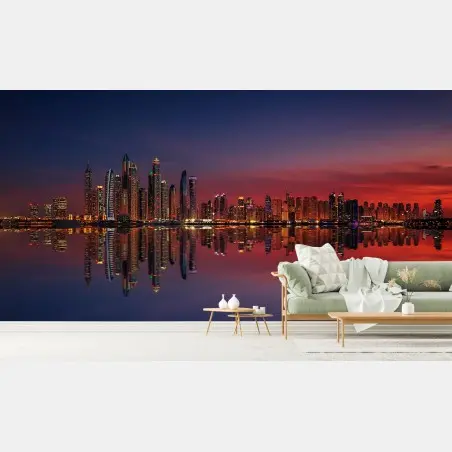 Papier peint horizon urbain au crépuscule – Wallnifity®