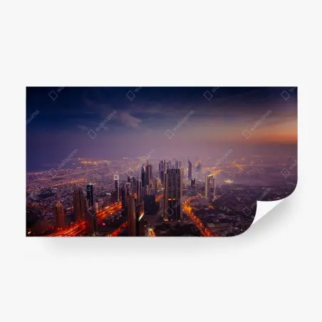 Papier peint panorama urbain illuminé au crépuscule – Wallnifity®
