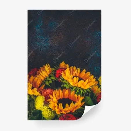 Papier peint bouquet de tournesols lumineux sur fond texturé – Wallnifity®
