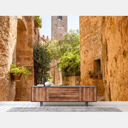 Papier peint ruelle pittoresque à Civita di Bagnoregio – Wallnifity®