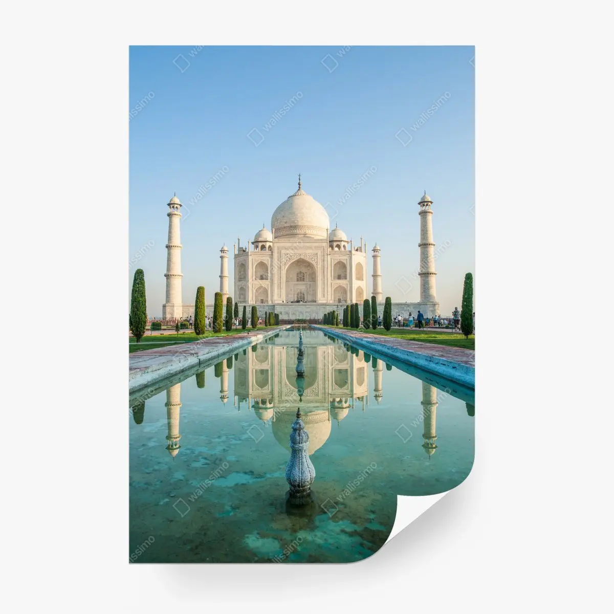 Papier peint reflet symétrique du Taj Mahal au lever du soleil – Wallnifity®