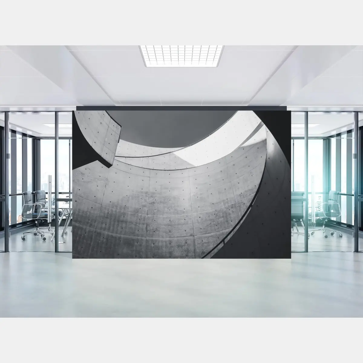 Papier peint abstraction architecturale en béton et courbes – Wallnifity®