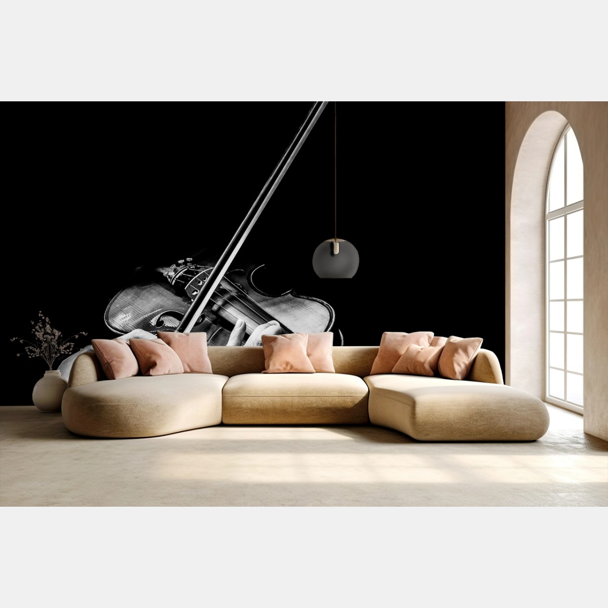 Papier peint mains et violon en clair-obscur – Wallnifity® Papier peint mains et violon en clair-obscur – Wallnifity®