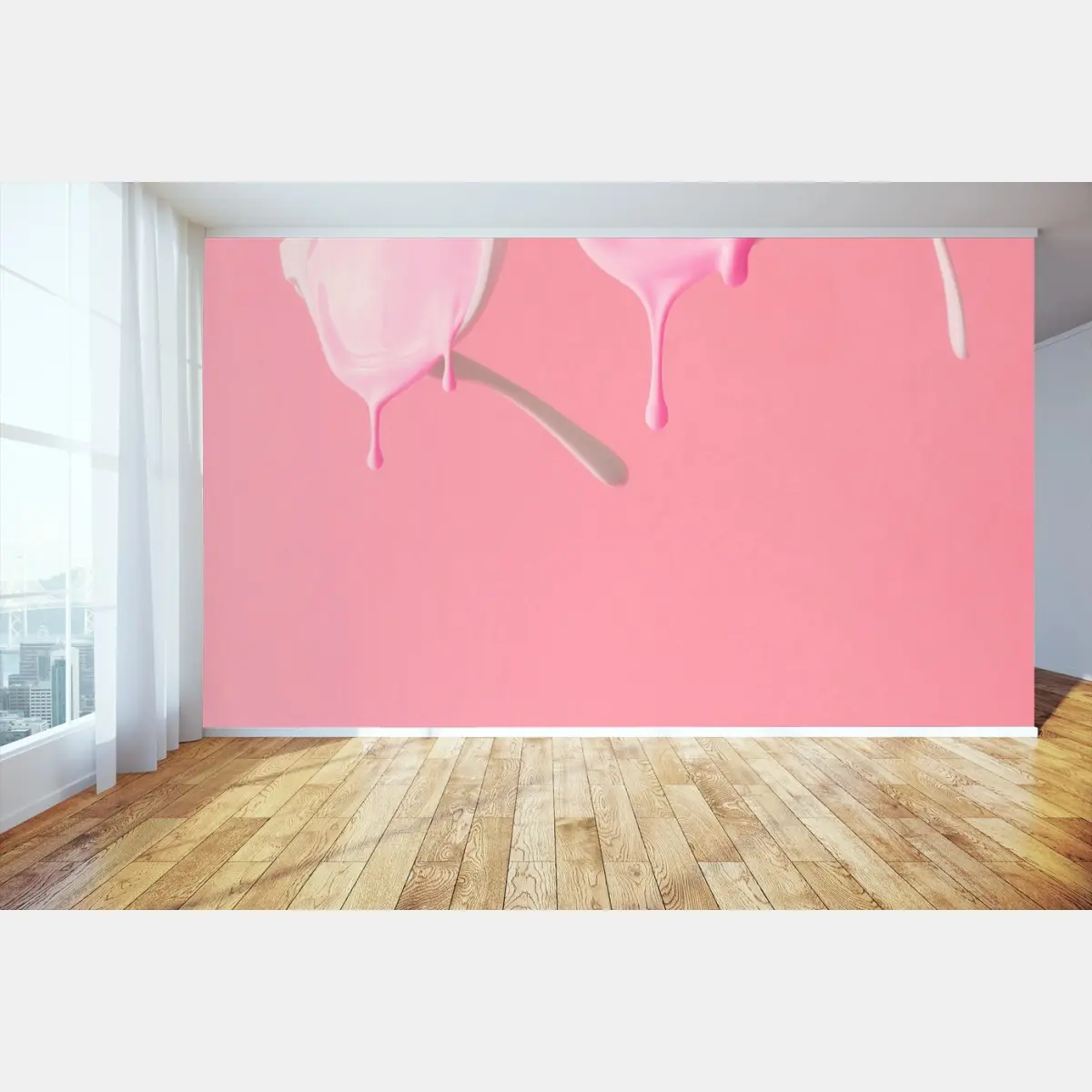 Papier peint lunettes blanches à peinture rose dégoulinante – Wallnifity®