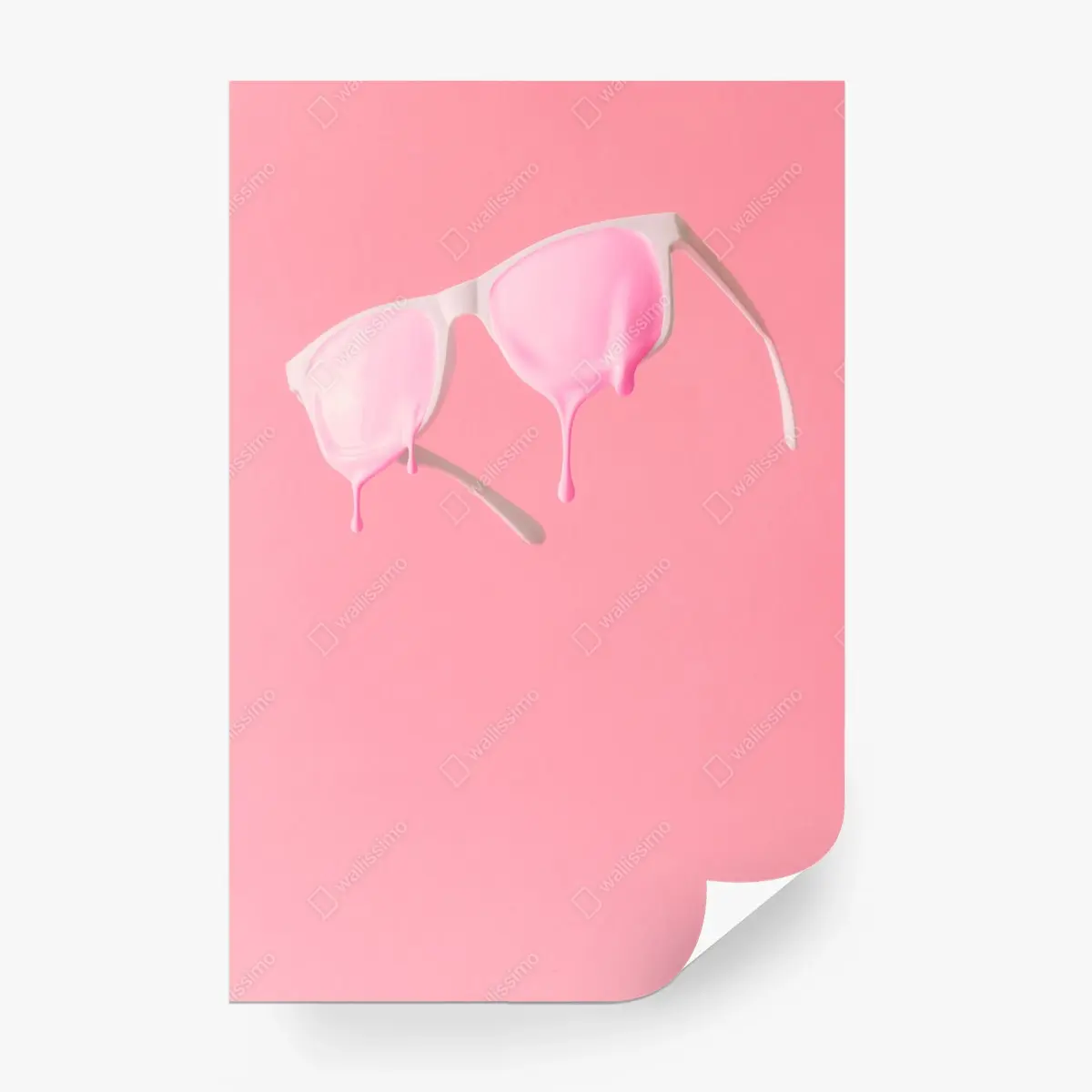 Papier peint lunettes blanches à peinture rose dégoulinante – Wallnifity®