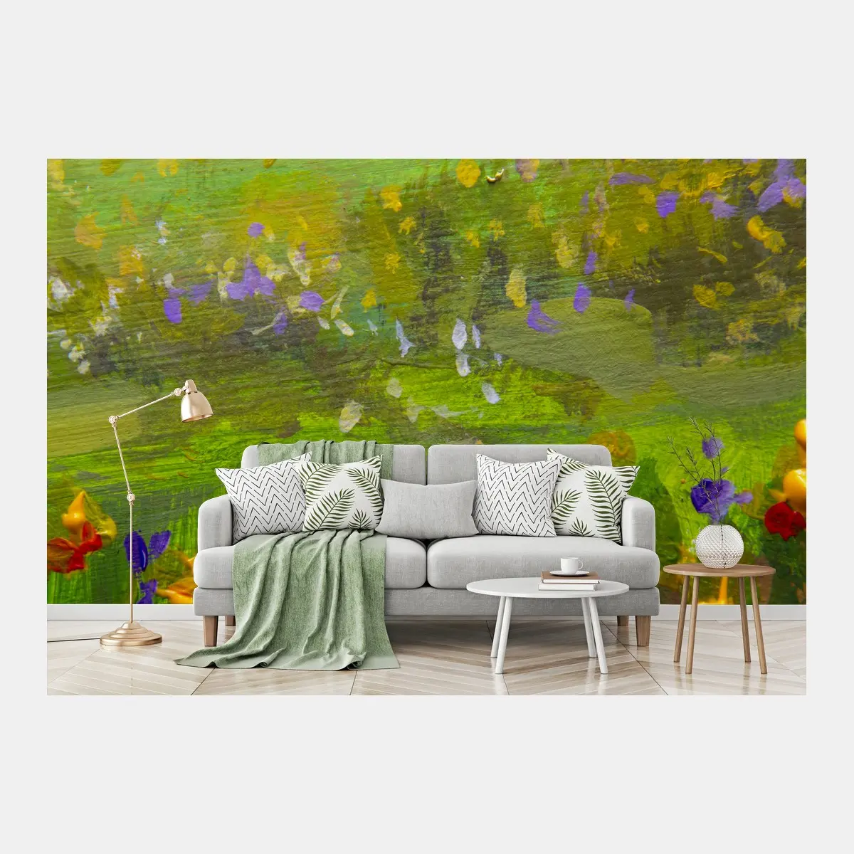 Papier peint champ de fleurs impressionniste aux touches colorées – Wallnifity®