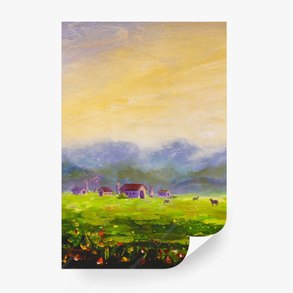 Papier peint aube bucolique dans la vallée – Wallnifity®