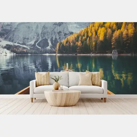 Papier peint matin doré au Lago di Braies – Wallnifity®