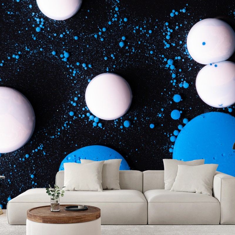 Papier peint galaxie de bulles bleues – Wallnifity®