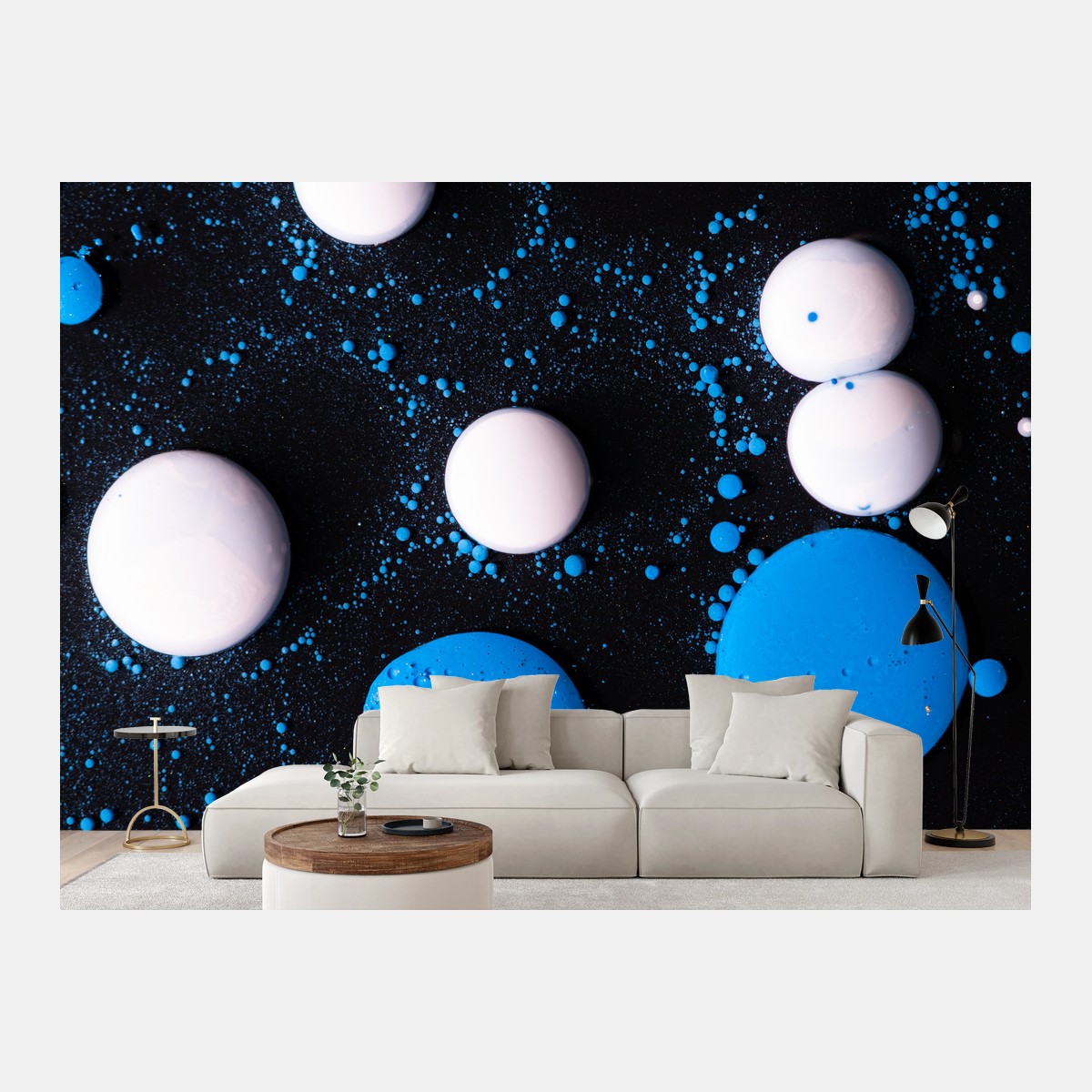 Papier peint galaxie de bulles bleues – Wallnifity®