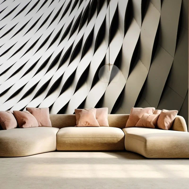 Papier peint motif architectural ondulé et monochrome – Wallnifity®