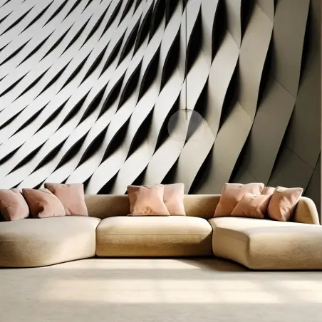 Papier peint motif architectural ondulé et monochrome – Wallnifity®