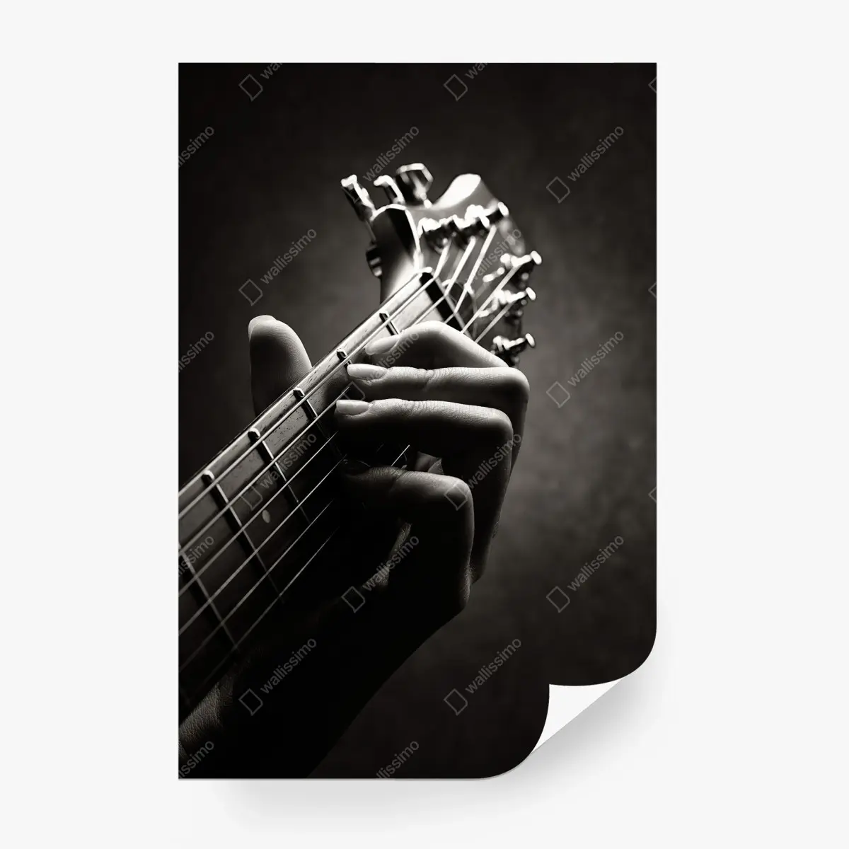 Papier peint main de guitariste en gros plan noir et blanc – Wallnifity®