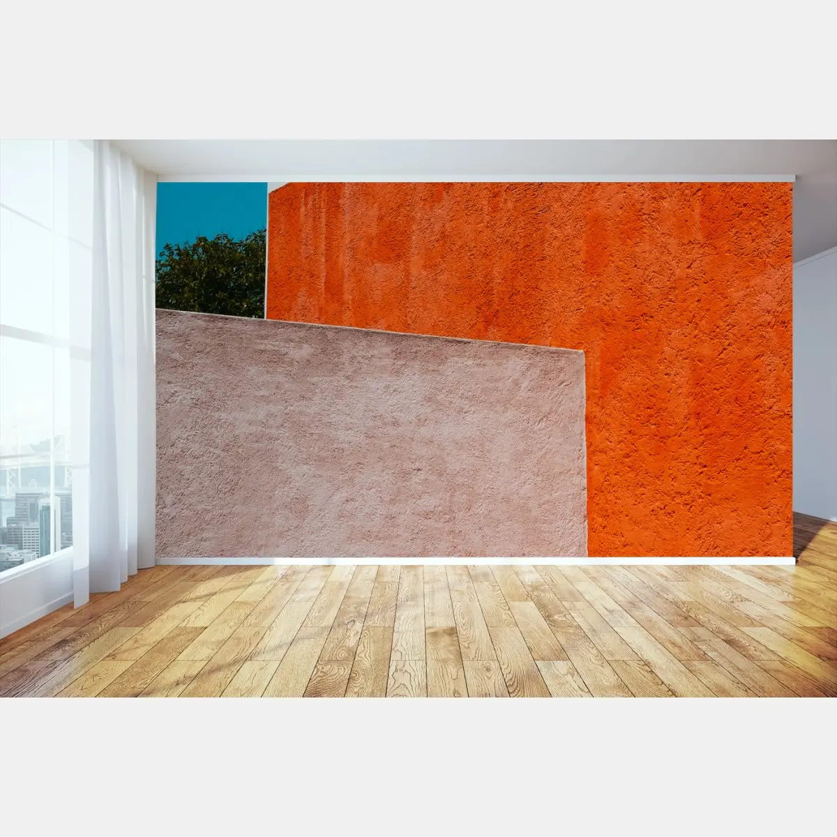 Papier peint composition géométrique aux murs colorés – Wallnifity®