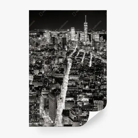 Papier peint vue nocturne de New York en noir et blanc – Wallnifity®