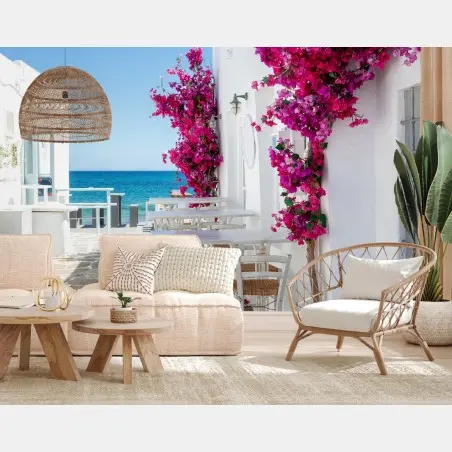Papier peint ruelle méditerranéenne au bougainvillier – Wallnifity®