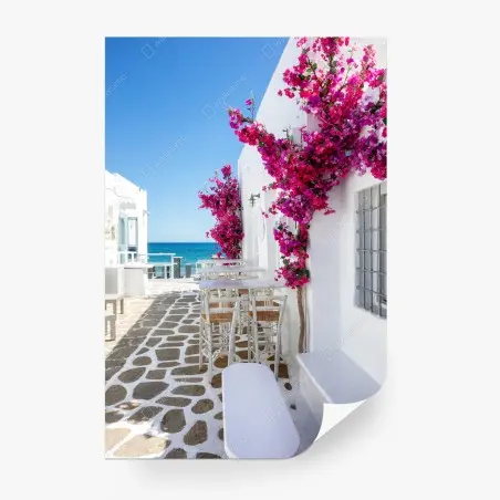 Papier peint ruelle méditerranéenne au bougainvillier – Wallnifity®