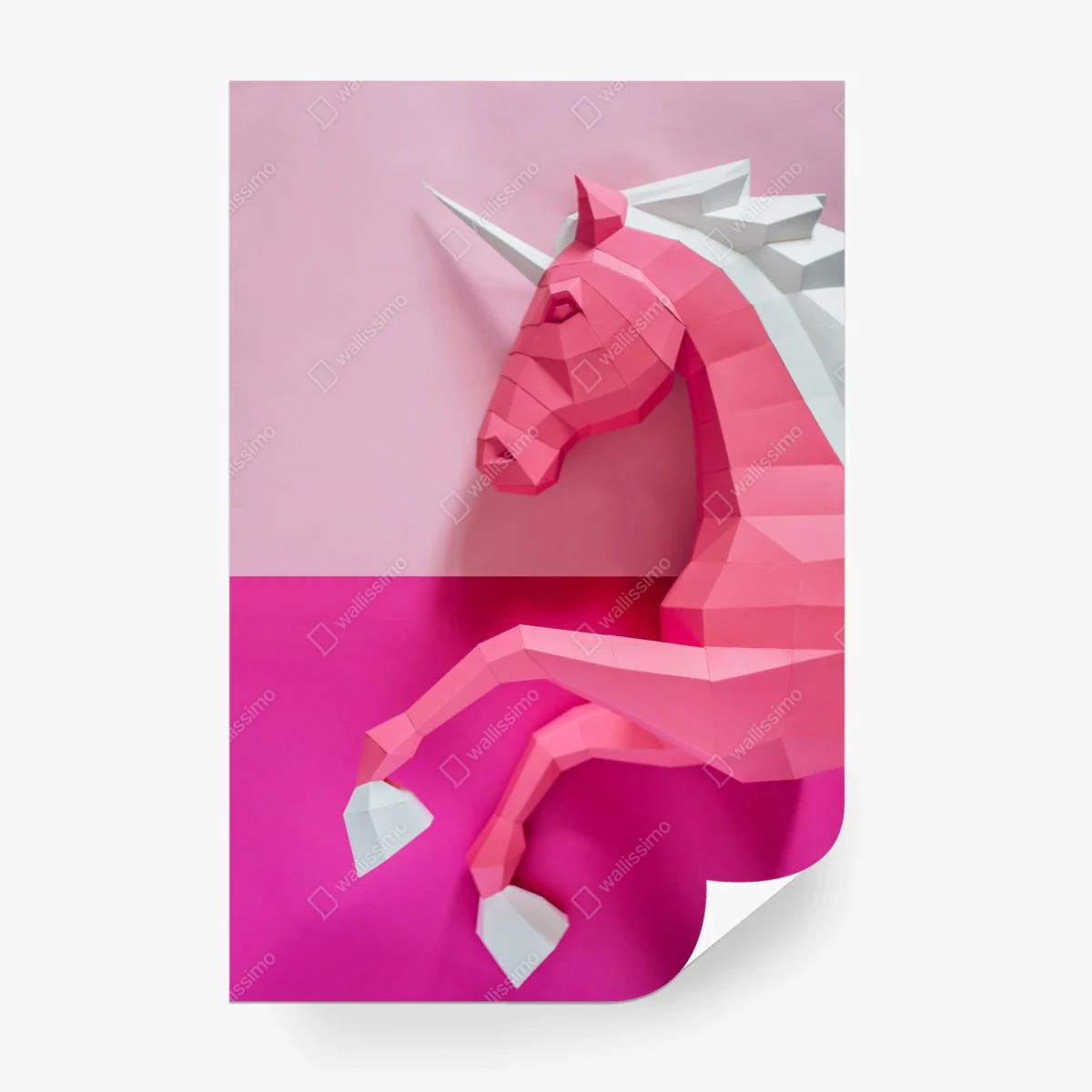 Papier peint licorne géométrique rose sur fond pastel – Wallnifity®