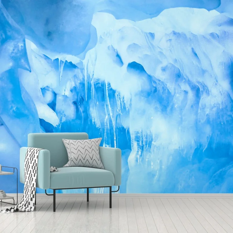 Papier peint intérieur d'une grotte de glace bleue – Wallnifity® Papier peint intérieur d'une grotte de glace bleue – Wallnifity®