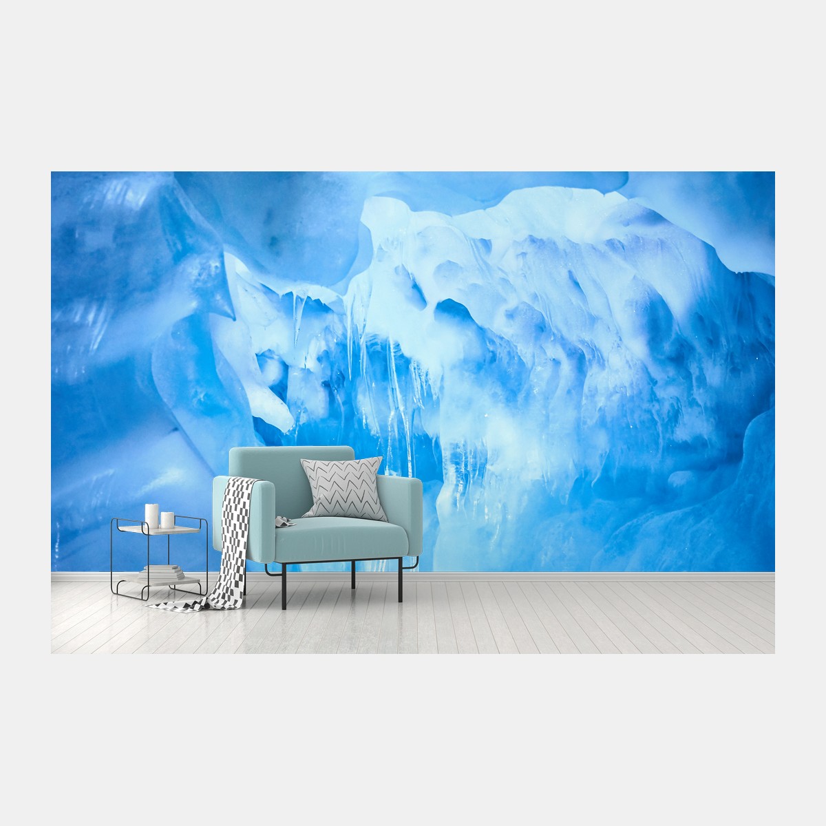 Papier peint intérieur d'une grotte de glace bleue – Wallnifity® Papier peint intérieur d'une grotte de glace bleue – Wallnifity®