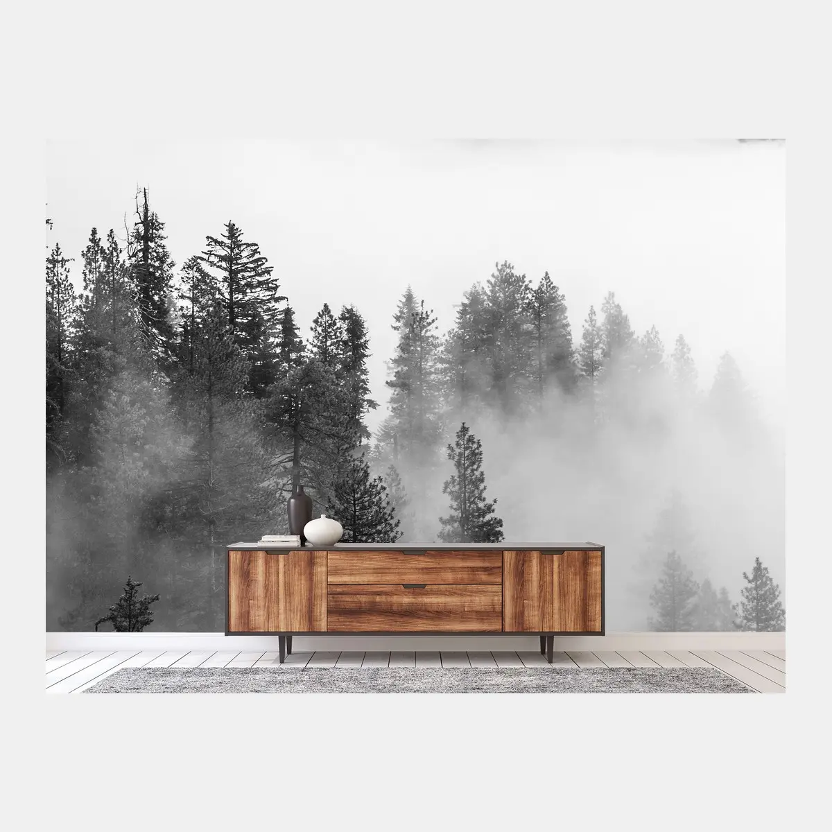 Papier peint brume sur Giant Forest, Sierra Nevada – Wallnifity®