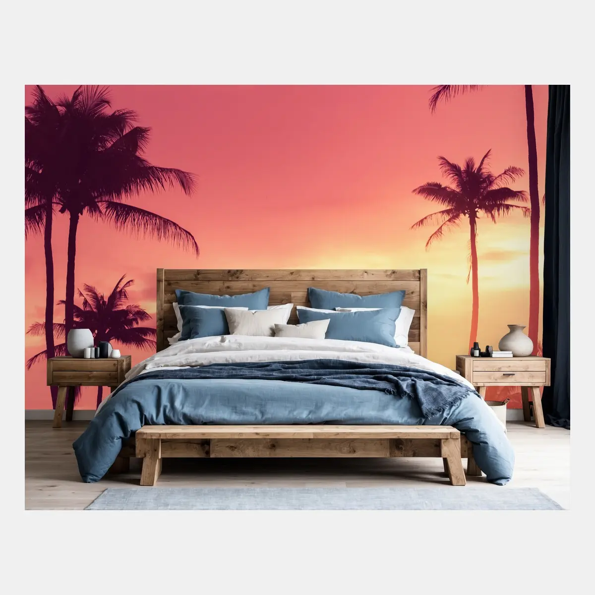 Papier peint coucher de soleil tropical aux palmiers – Wallnifity®