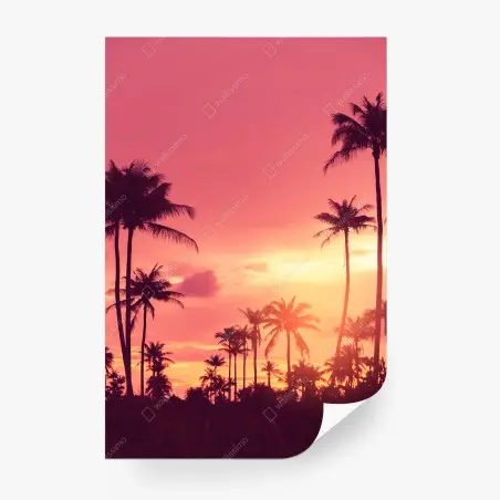 Papier peint coucher de soleil tropical aux palmiers – Wallnifity®