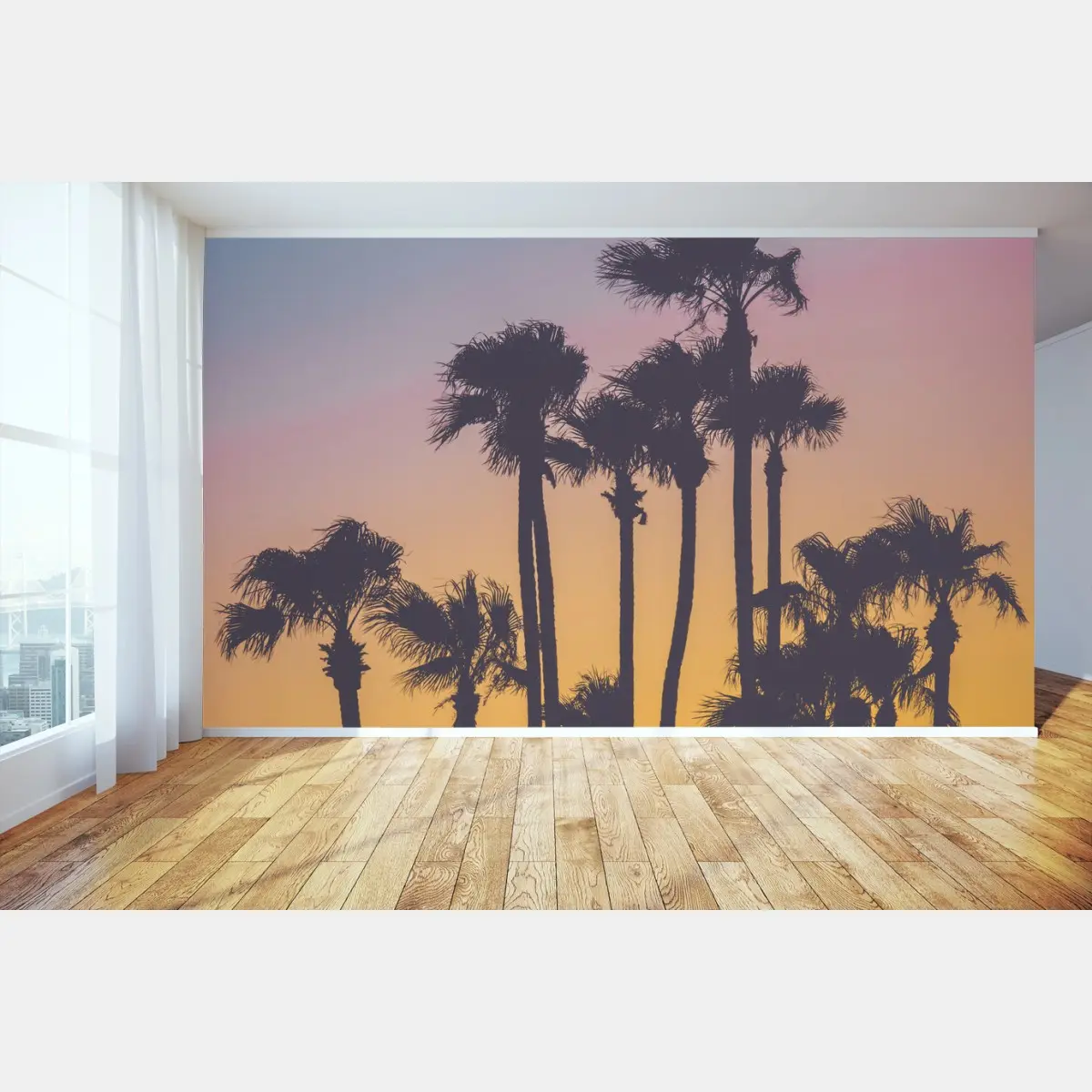 Papier peint crépuscule tropical aux palmiers – Wallnifity®