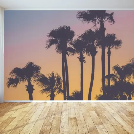 Papier peint crépuscule tropical aux palmiers – Wallnifity®