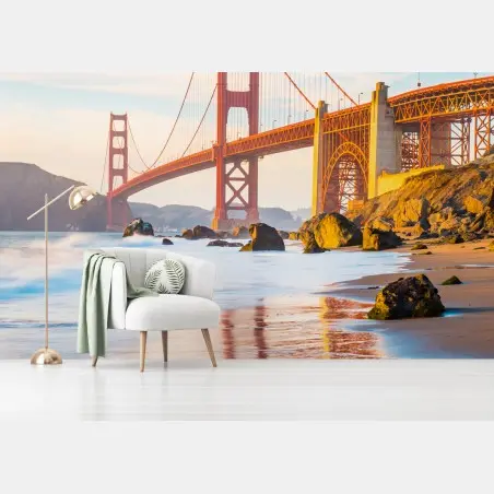 Papier peint vue emblématique du Golden Gate depuis Baker Beach – Wallnifity®