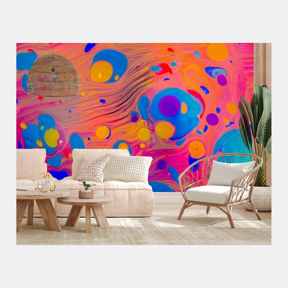 Papier peint marbrures ottomanes multicolores – Wallnifity®