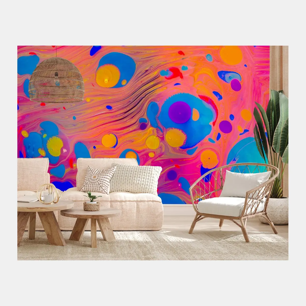 Papier peint marbrures ottomanes multicolores – Wallnifity®