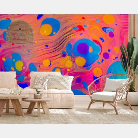 Papier peint marbrures ottomanes multicolores – Wallnifity®