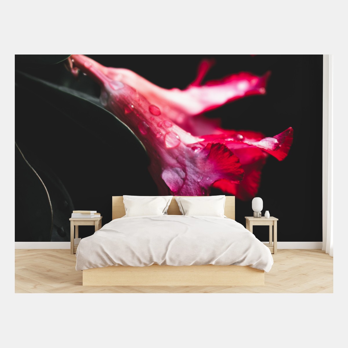 Papier peint fleurs rouges en clair-obscur – Wallnifity® Papier peint fleurs rouges en clair-obscur – Wallnifity®