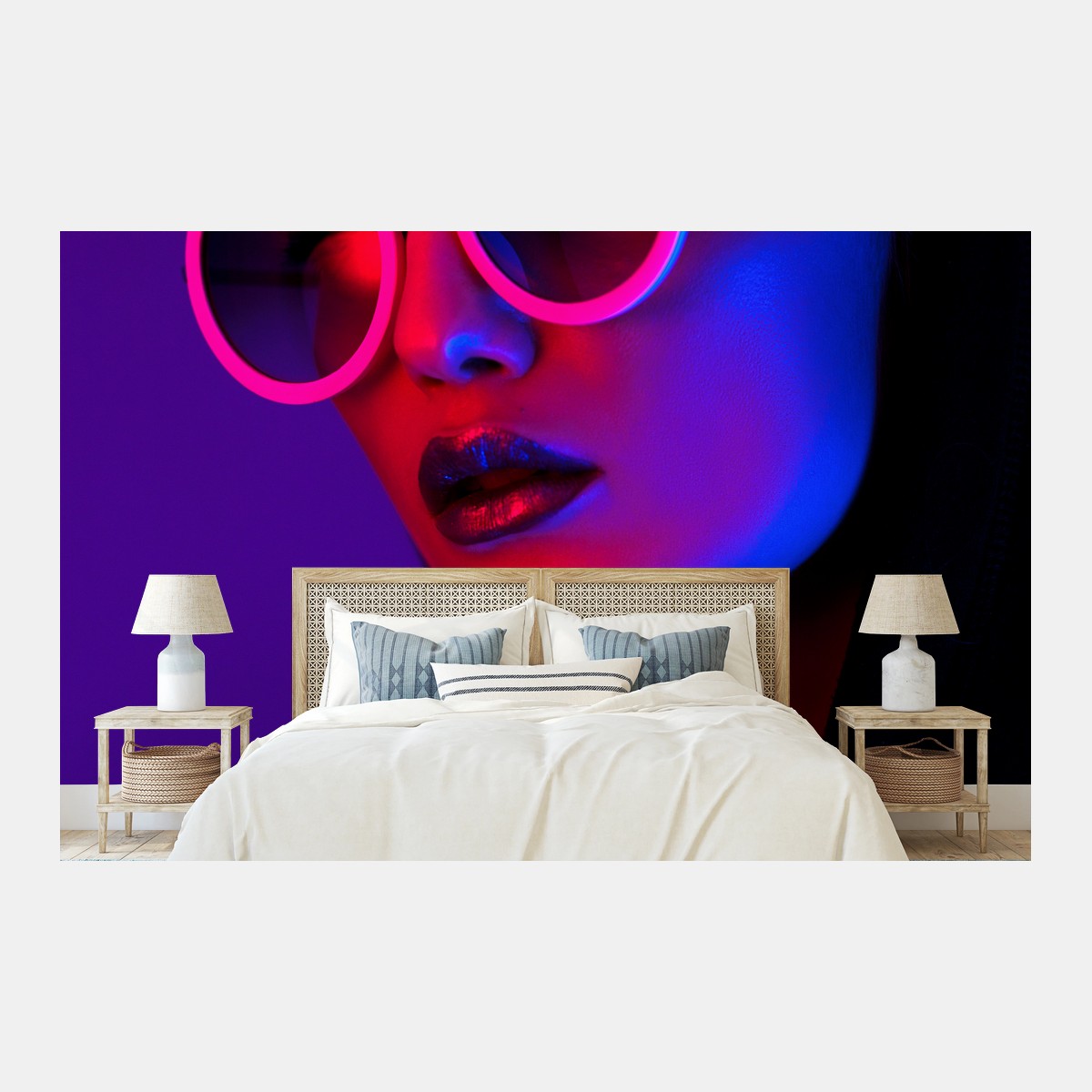 Papier peint portrait néon glamour et futuriste – Wallnifity®