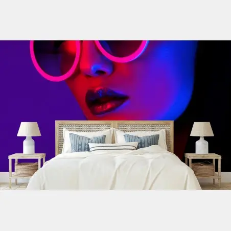 Papier peint portrait néon glamour et futuriste – Wallnifity®