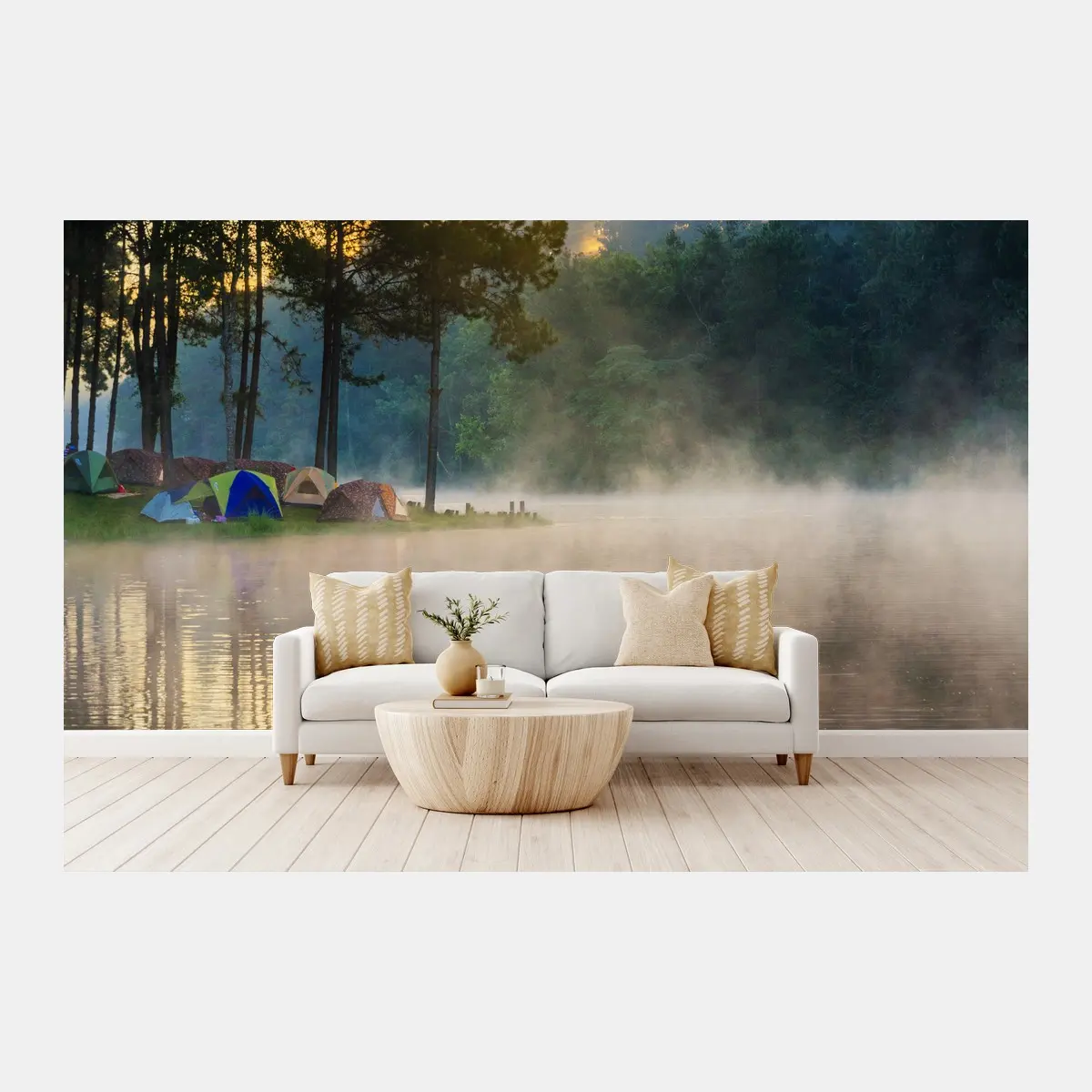Papier peint aube brumeuse au lac de Pang Oung, Mae Hong Son – Wallnifity®