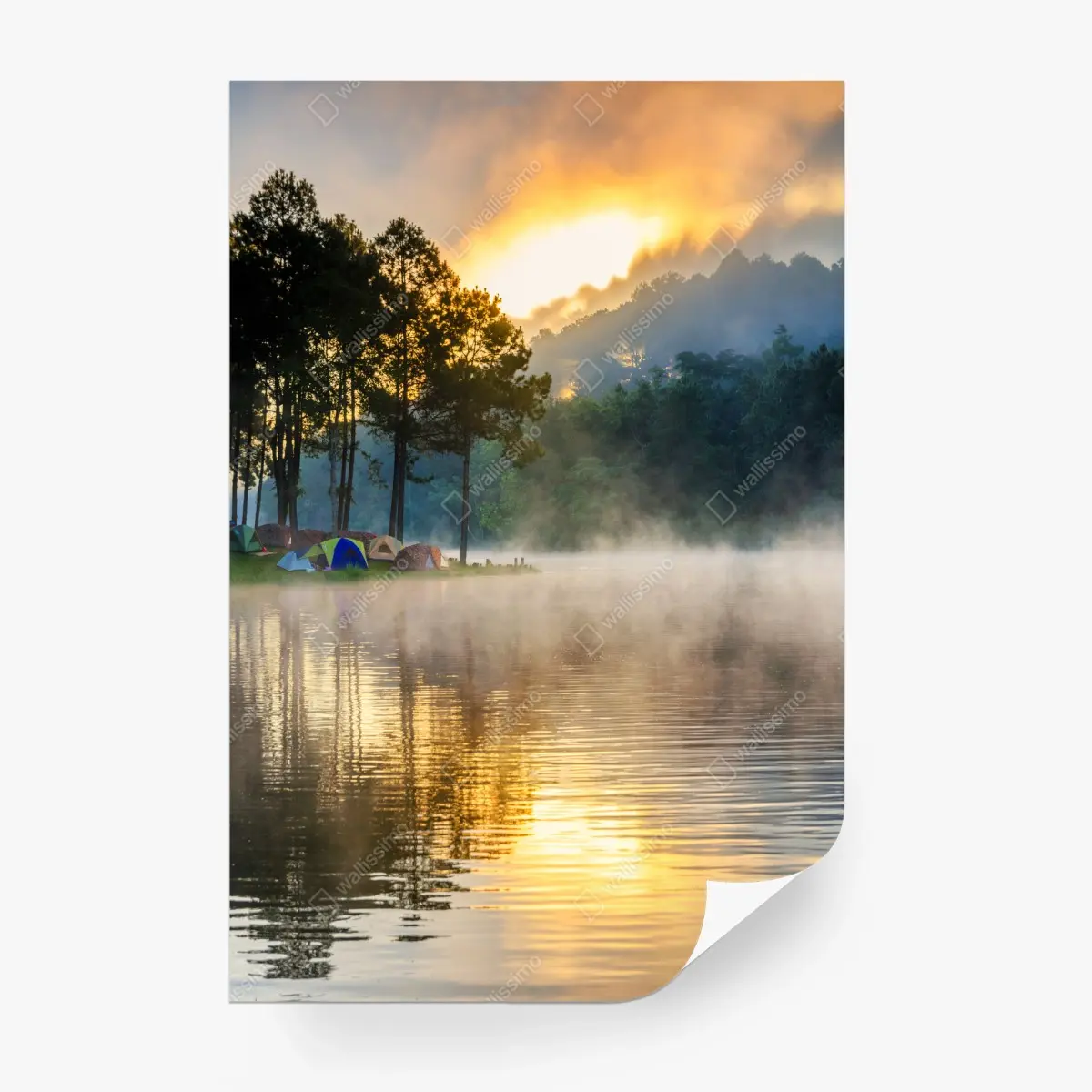 Papier peint aube brumeuse au lac de Pang Oung, Mae Hong Son – Wallnifity®