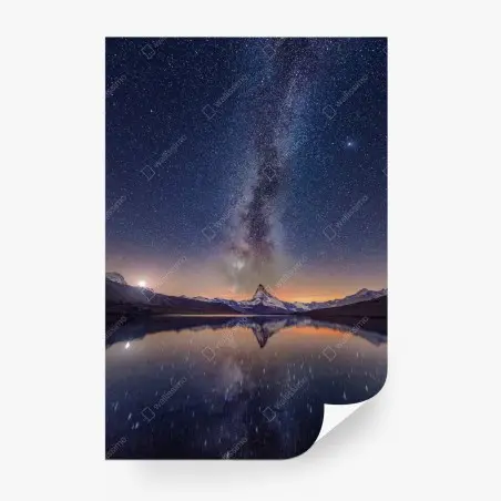Papier peint voûte céleste au-dessus d'un lac miroir – Wallnifity®