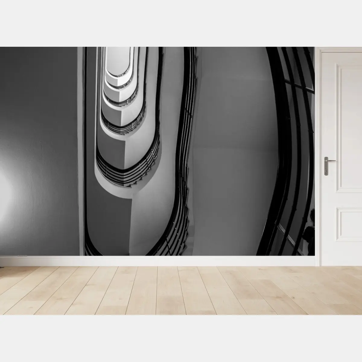 Papier peint escalier en spirale monochrome – Wallnifity®
