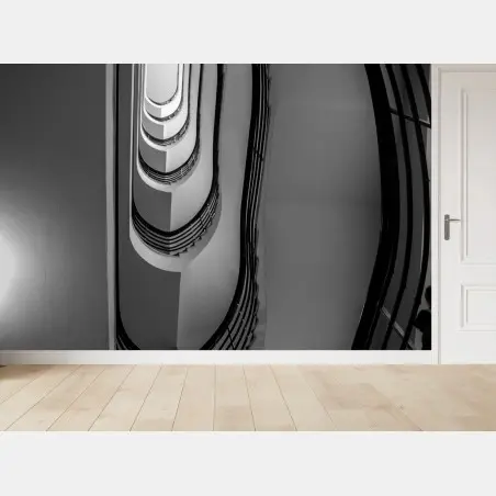 Papier peint escalier en spirale monochrome – Wallnifity®