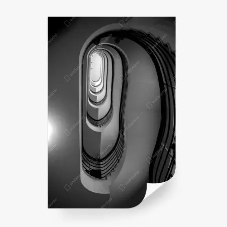 Papier peint escalier en spirale monochrome – Wallnifity®