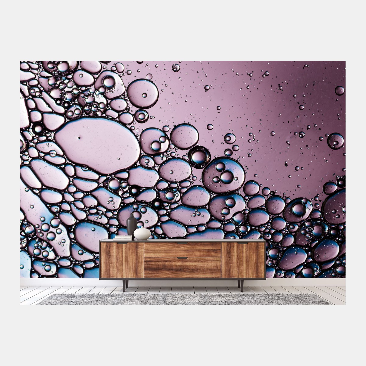 Papier peint danse de bulles violettes et bleues – Wallnifity®
